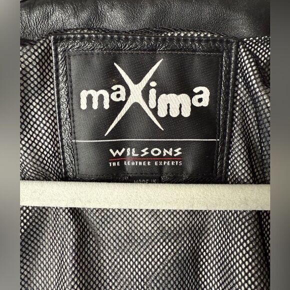 VINTAGE  Wilsons Women’s MAXIMA Black Leather Jacket Sz L Full Zip Mid Length - Picture 7 of 10